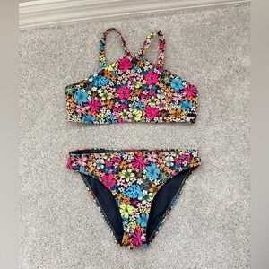 Roxy Multicolor Floral Kids Bikini, size 10
